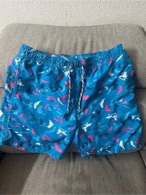Maui and Sons Turquoise Swim Trunks with Pink & White Accents
